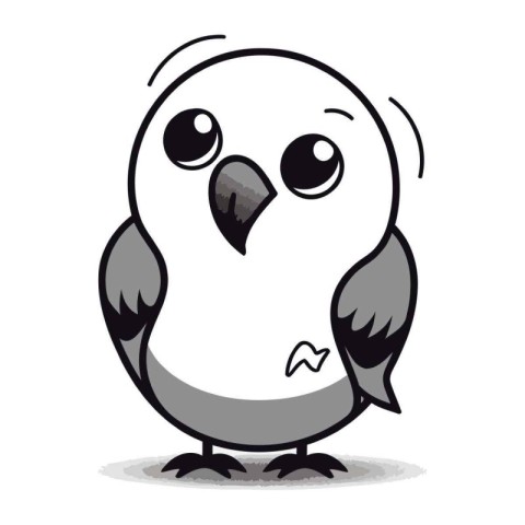 Cute Bird Vector Illustration. Cartoon style. Hand drawn.