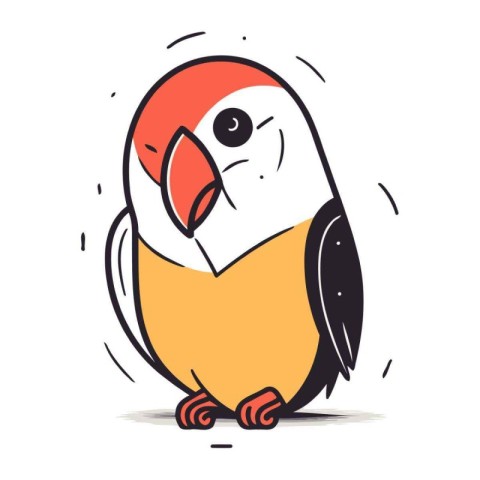 Cute parrot. Hand drawn vector illustration in cartoon style.