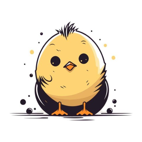 Cute little chick isolated on white background. Vector cartoon i