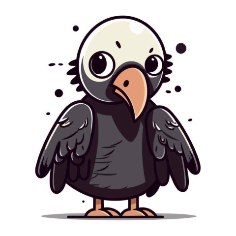 Cute cartoon crow. Vector illustration isolated on a white backg