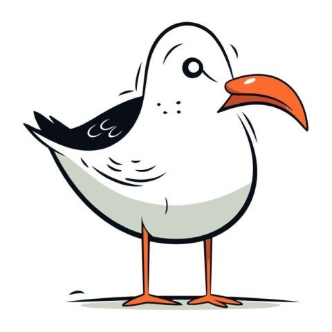 Cartoon seagull on a white background. Vector illustration.