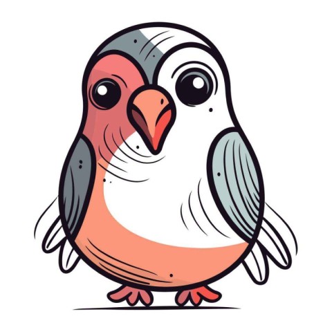 Bullfinch cartoon vector illustration. Hand drawn cute little bi