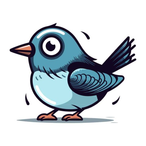 Illustration of a cute blue bird isolated on a white background.