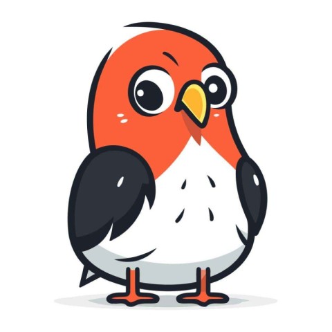 Vector illustration of cute cartoon bird. Isolated on white back