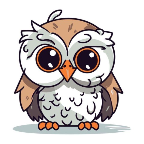 Cute cartoon owl. Vector illustration isolated on a white backgr