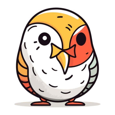 Cute cartoon bird. Vector illustration isolated on a white backg