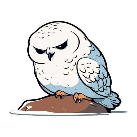 Owl sitting on a rock. Vector illustration on white background.