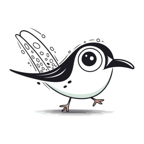 funny bird with flying wings on a white background. vector illus