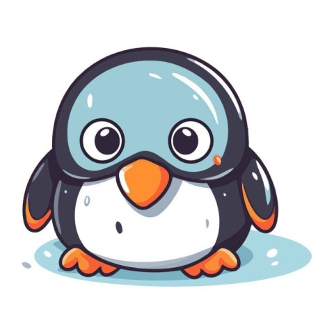 Cute penguin isolated on white background. Vector cartoon illust