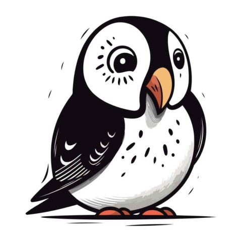 Cute penguin isolated on a white background. Vector illustration