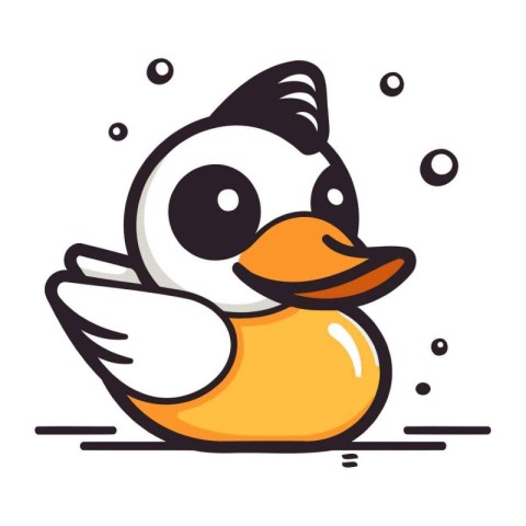 Duck cartoon icon isolated on white background. Cute cartoon vec