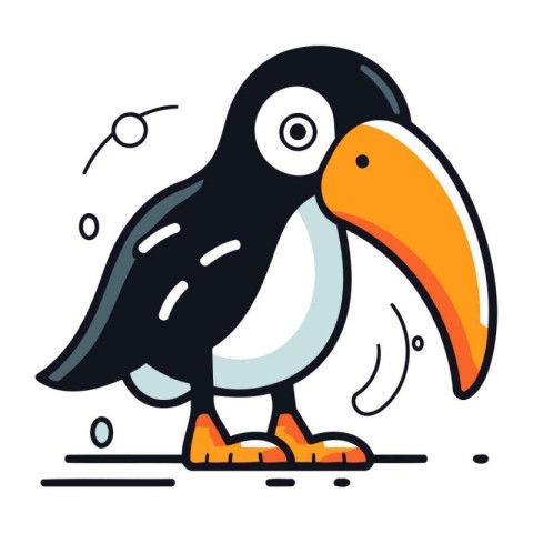 Cute cartoon toucan vector illustration in flat style. Isolated