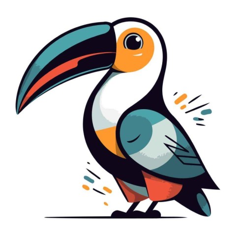 Toucan bird. Colorful vector illustration in cartoon style.