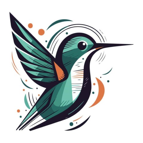 vector illustration of a hummingbird in the form of a circle.