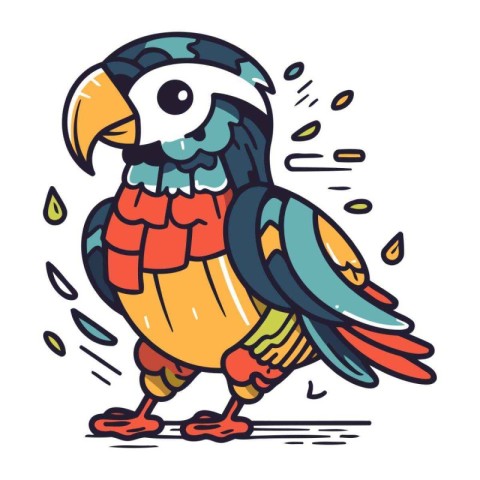 Cartoon parrot. Vector illustration of a cute parrot.