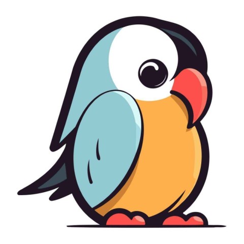 Cute parrot isolated on a white background. Vector illustration.