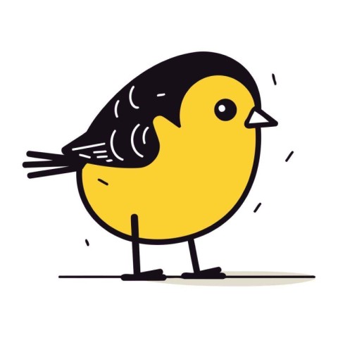 Cute little bird. Hand drawn vector illustration in cartoon styl