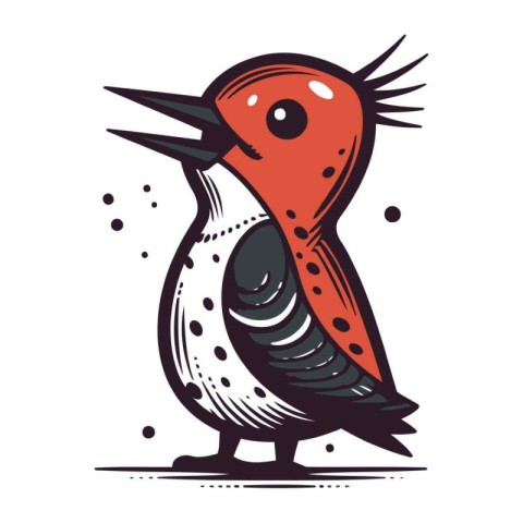 Red bellied woodpecker. Hand drawn vector illustration.