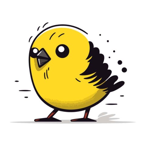 Cute little yellow chick. Vector illustration isolated on white