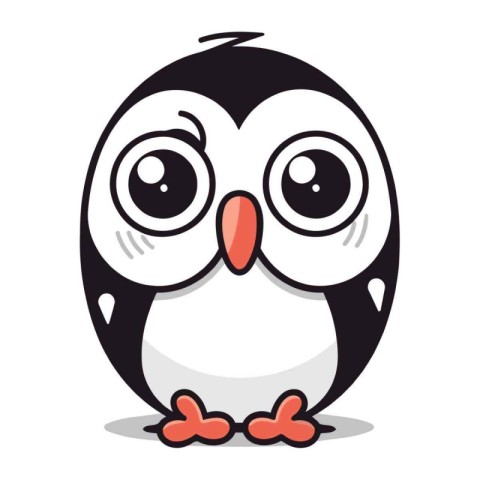 Cute penguin isolated on a white background. Vector illustration