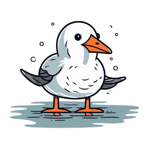 Vector illustration of a seagull on a white background. Cartoon