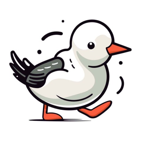 Cartoon vector illustration of a seagull on a white background