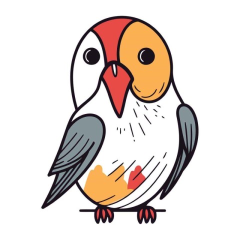 Cute cartoon parrot. Vector illustration isolated on white backg