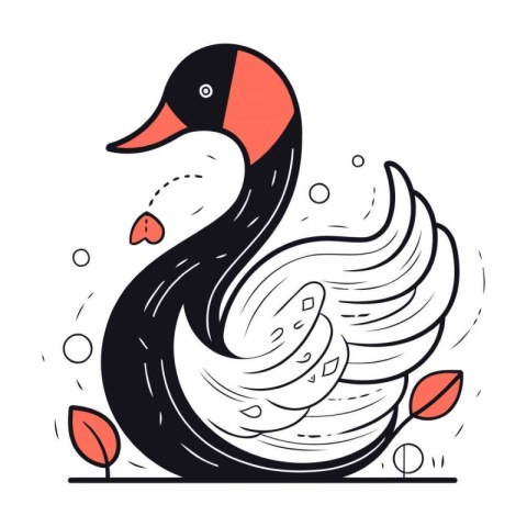 Vector illustration of a black swan. Isolated on white backgroun