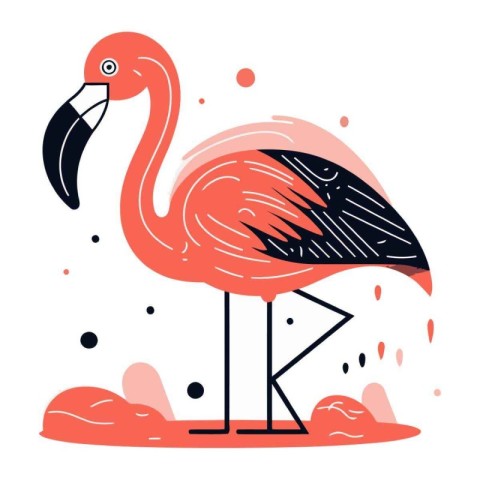 Flamingo. Vector illustration in flat style on white background.