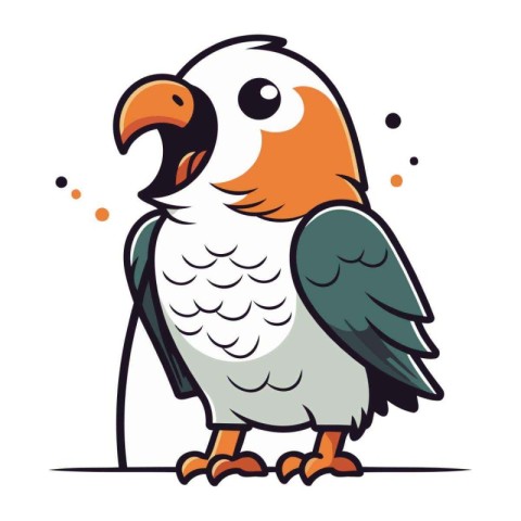 Vector illustration of a parrot on a white background. Cartoon s