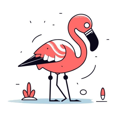 Flamingo. Vector illustration of a flamingo in flat style.