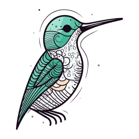 Hummingbird. Coloring book for adults. Vector illustration.