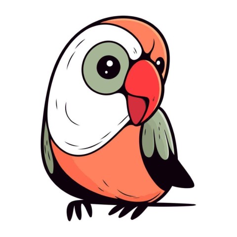 Vector illustration of a cute cartoon parrot on a white backgrou