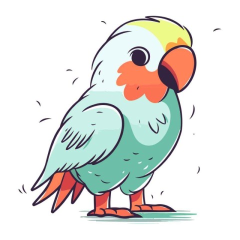 Cute cartoon parrot isolated on white background. Vector illustr