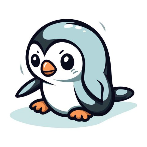 Cute penguin cartoon isolated on white background. Vector illust