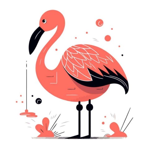 Flamingo. Vector illustration in flat cartoon style. Isolated on