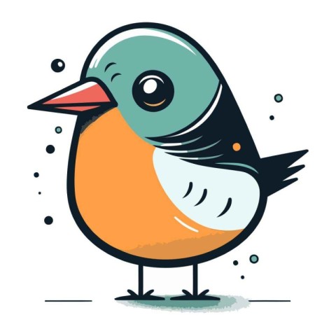 Vector illustration of cute cartoon little bird. Isolated on whi