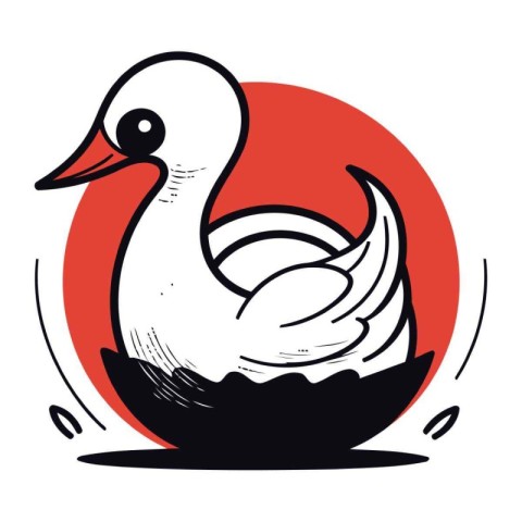 Swan in the nest. Vector illustration of a swan in the nest.