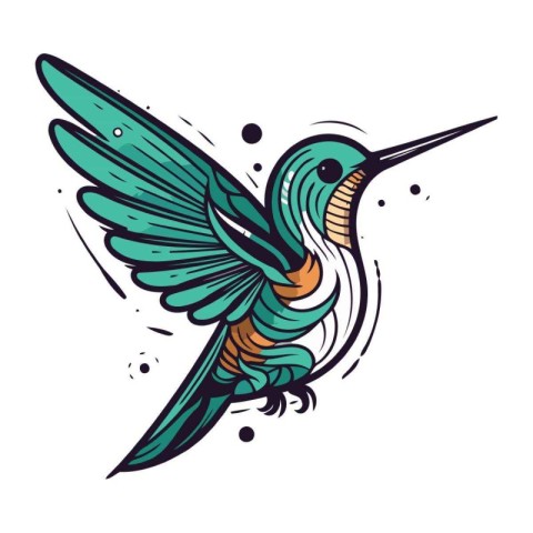 Hummingbird. Hand drawn vector illustration. Isolated on white b