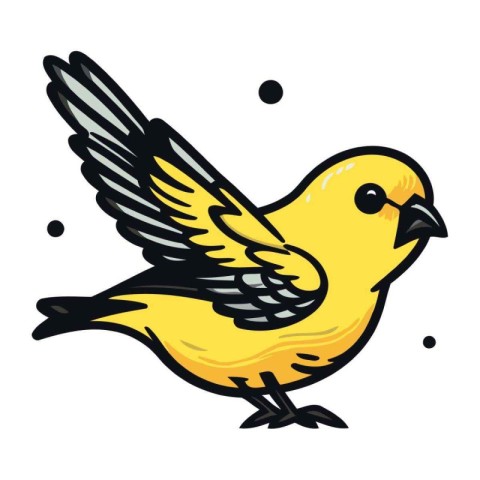 Illustration of a cute little yellow bird on a white background.