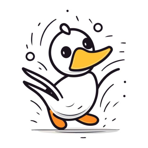 Illustration of a cute cartoon duck on a white background   vect