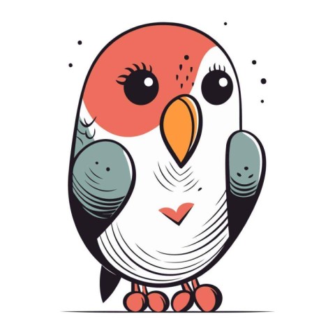 Cute cartoon parrot. Vector illustration on a white background.