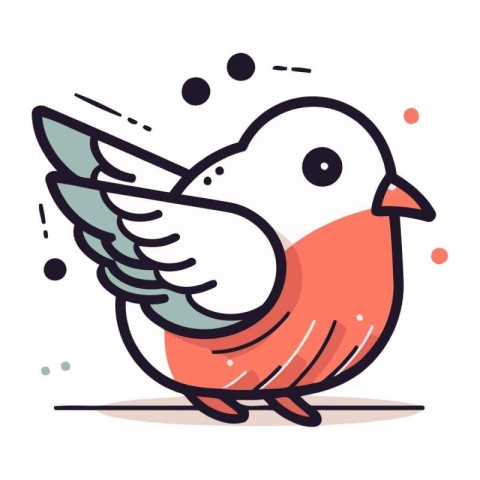 Vector illustration of a cute little bird. Flat line art style.