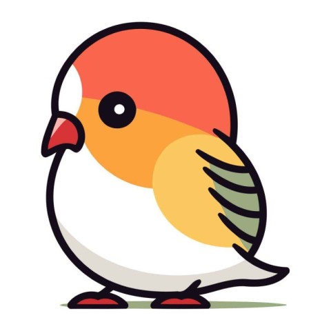 Illustration of cute little bird. Flat style. Vector illustratio