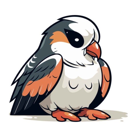 Vector illustration of a red billed kestrel on a white backgroun