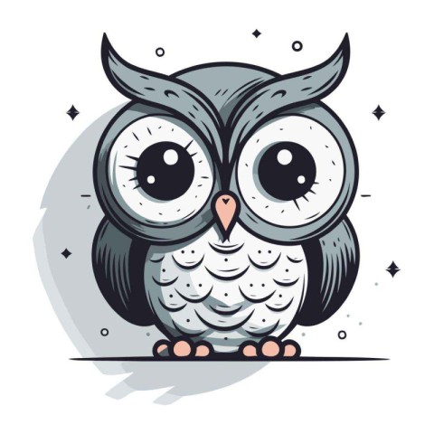 Cute owl isolated on white background. Vector illustration in ca