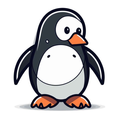 Cute penguin isolated on a white background. Vector illustration