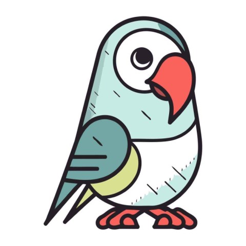 Cartoon parrot isolated on white background. Vector illustration