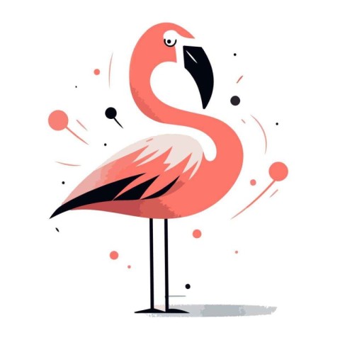 Flamingo. Vector illustration in flat style. Isolated on white b