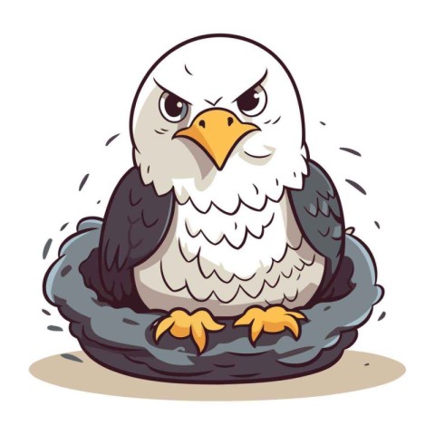 Eagle in the nest. Vector illustration on a white background.